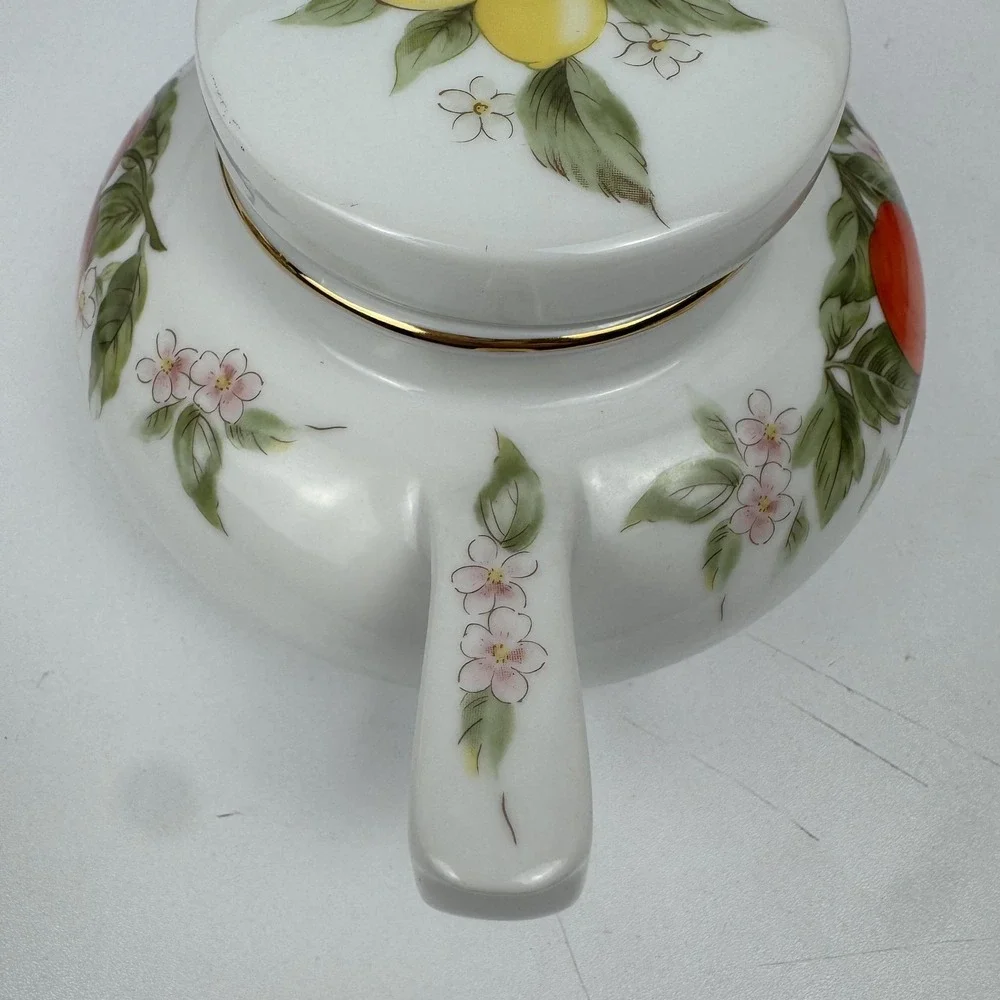 Vtg Andrea by Sadek Japan Porcelain Teapot Fruit Floral Cottagecore Tea Pot‎